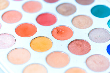 Professional eyeshadow palette. Close-up.