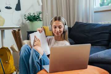 student having video call. online school concept