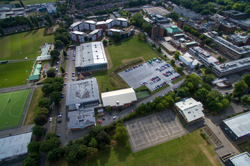 Obraz premium Aerial view of university of hull Campus, Cottingham road, Kingston upon Hull, Yorkshire. university of Hull. Public research college