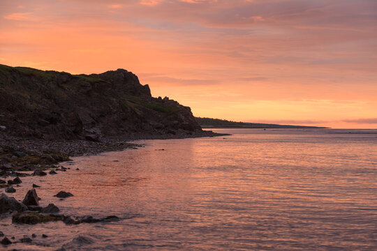 Rocky Tersky Coast of the White Sea at the sunrise