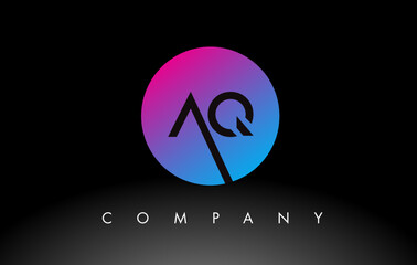AQ Letter Logo Design Icon with Purple Neon Blue Colors and Circular Design