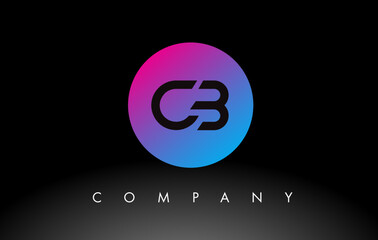 CB Letter Logo Design Icon with Purple Neon Blue Colors and Circular Design