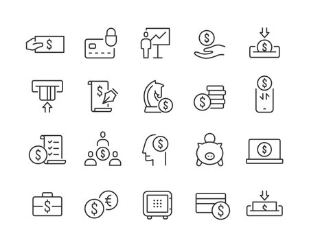 Banking and Money - Editable Stroke Line Icons