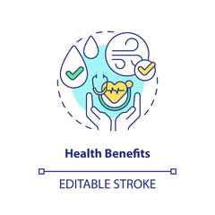 Health benefits concept icon. Clean water and air. Energy efficiency benefit abstract idea thin line illustration. Isolated outline drawing. Editable stroke. Arial, Myriad Pro-Bold fonts used