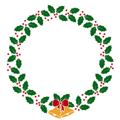 Fototapeta premium Christmas monogram frame with holly svg, Winter wreath svg