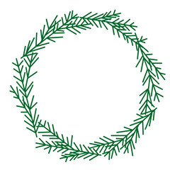 Winter round wreath svg, Christmas monogram frame with pine tree svg