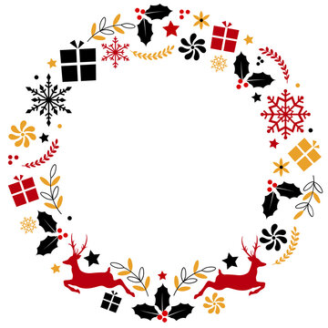 Christmas round ornament svg, Winter monogram wreath svg
