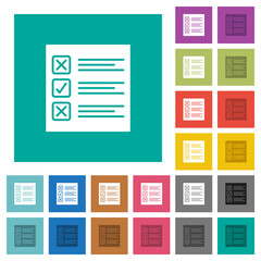 Questionnaire paper solid square flat multi colored icons
