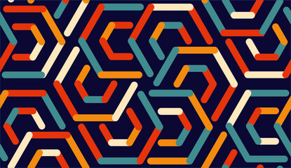 Retro groovy illustration. geometric wave print. 60s 70s vintqage textile, interior, home decor