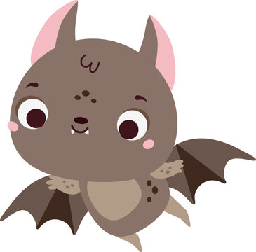 Cute vampire bat. Cartoon pipistrelle animal character for kids and children