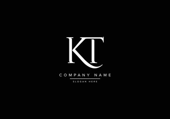 Creative minimal line art icon logo, KT monogram logo