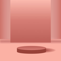 Pink background with podium, minimal mockup scene for product display, branding, 3d render