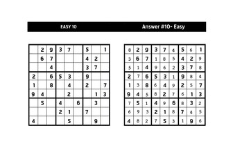 Sudoku puzzle game.Sudoku puzzle with a solution - EASY LEVEL