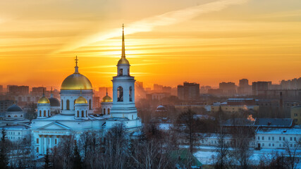 Cityscape of Ekaterinburg. Alexander Nevsky Cathedral. Russia