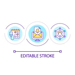Digital registration of doctor appointment loop concept icon. Online schedule. Patient service abstract idea thin line illustration. Isolated outline drawing. Editable stroke. Arial font used
