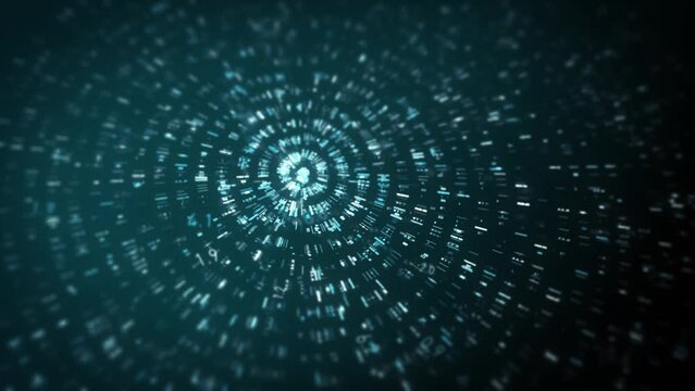 Big Data Circular Digital Business Hitech Background/ 4k animation of an abstract wallpaper big data business digital circular technology background including connected lines and numbers matrix styled