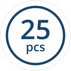 number of pieces in a package pieces pcs decal stickers. Vector illustration isolated on white.