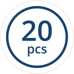 number of pieces in a package pieces pcs decal stickers. Vector illustration isolated on white.
