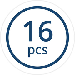 number of pieces in a package pieces pcs decal stickers. Vector illustration isolated on white.