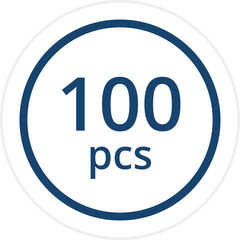 number of pieces in a package pieces pcs decal stickers. Vector illustration isolated on white.