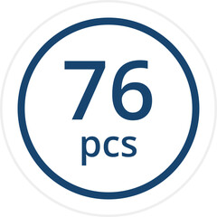number of pieces in a package pieces pcs decal stickers. Vector illustration isolated on white.