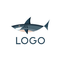 Logotype of shark fish, vector icon or clipart.