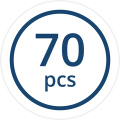 number of pieces in a package pieces pcs decal stickers. Vector illustration isolated on white.