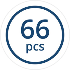 number of pieces in a package pieces pcs decal stickers. Vector illustration isolated on white.