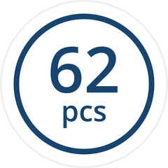 number of pieces in a package pieces pcs decal stickers. Vector illustration isolated on white.