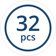 number of pieces in a package pieces pcs decal stickers. Vector illustration isolated on white.