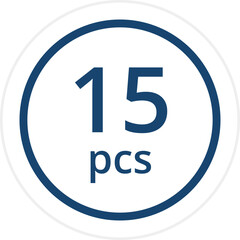 number of pieces in a package pieces pcs decal stickers. Vector illustration isolated on white.