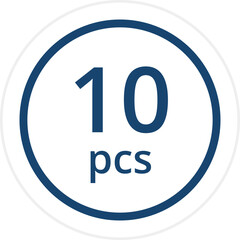 number of pieces in a package pieces pcs decal stickers. Vector illustration isolated on white.