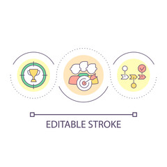 Business goals and strategy loop concept icon. Customer engagement. Focus on audience abstract idea thin line illustration. Isolated outline drawing. Editable stroke. Arial font used