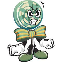 vector illustration of lollipop mascot character standing angrily