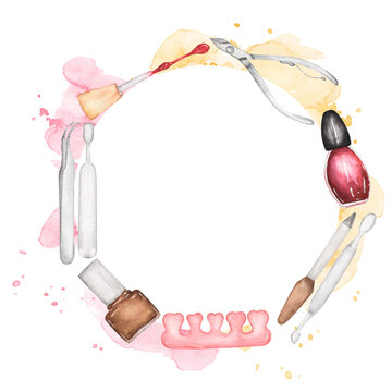 watercolor nail tools frame clip art preview