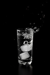Glass of water filled with ice cubes