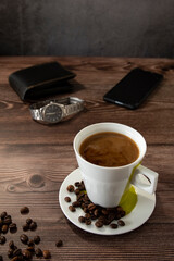 Coffee cup on a business table