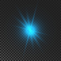 Blue glowing sparkling star