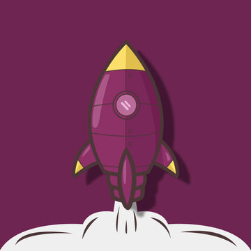 cartoon rocket in space vector