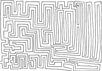 Abstract maze / labyrinth with entry and exit. Vector labyrinth. Manual labyrinth drawing. The game is a maze for fun.