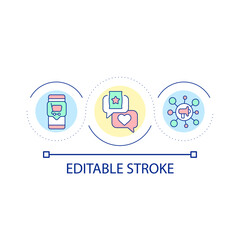 Social media marketing loop concept icon. Promotional campaign. Online interaction and communication abstract idea thin line illustration. Isolated outline drawing. Editable stroke. Arial font used