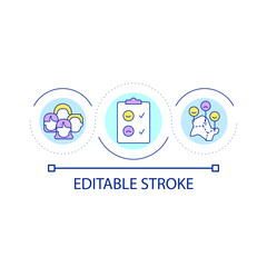 Public opinion poll loop concept icon. Questioning and human research survey. Demographics abstract idea thin line illustration. Isolated outline drawing. Editable stroke. Arial font used