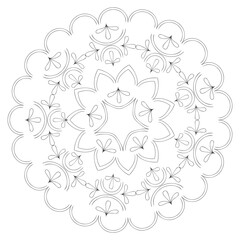 Mandala. Abstract circular pattern. Graphics. Vector. Used for tattoos, cards, magazines, stencils, emblems, coloring books, print and web design.