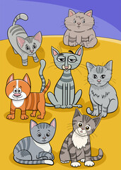 Obraz na płótnie Canvas cartoon cats and kittens comic animal characters group