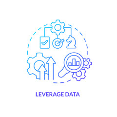 Leverage data blue gradient concept icon. Improve visibility. Business. Supply chain priority abstract idea thin line illustration. Isolated outline drawing. Myriad Pro-Bold font used