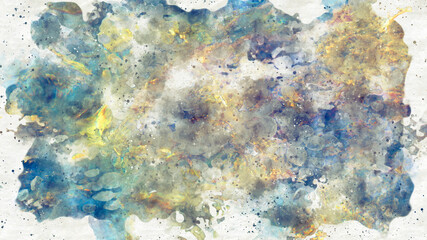 Obraz na płótnie Canvas Abstract background, digital illustration in watercolor style in blue and turquoise colors