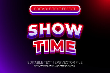 Fototapeta na wymiar retro show time simple color text effect