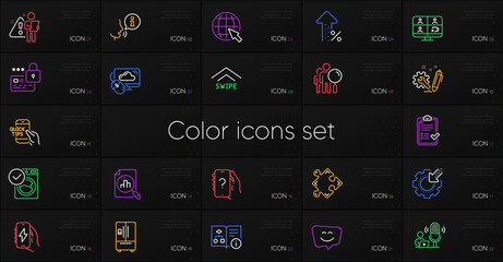 Set of Analytics graph, Smile face and Video conference line icons. Include Seo gear, Strategy, Engineering icons. Washing machine, Increasing percent, Education web elements. Vector