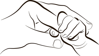 loving family, parenthood childhood concept
new born baby hand hold mum index finger. relationship between mother and baby. Illustration family hand concept.