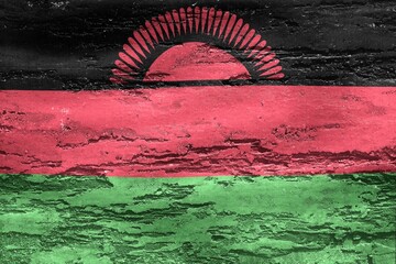 Malawi flag painted on a wooden surface - obrazy, fototapety, plakaty